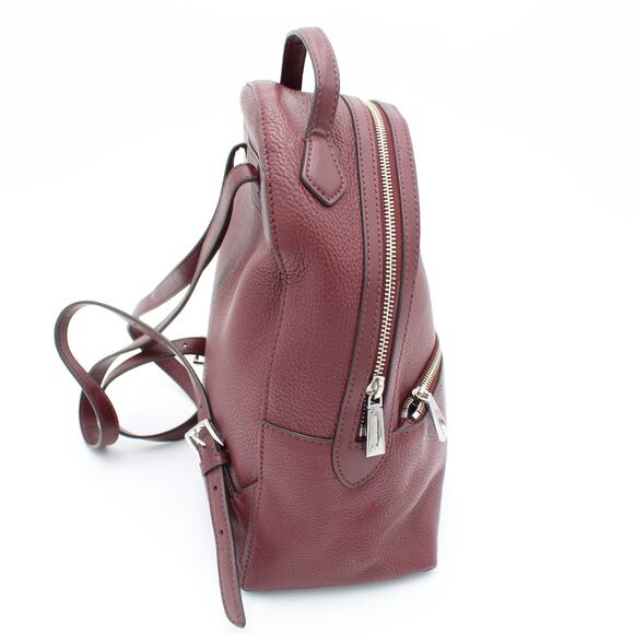 Michael Kors Leather Backpack Purse Womens Red Pebbled Zips Travel Bag Valerie - Picture 4 of 11